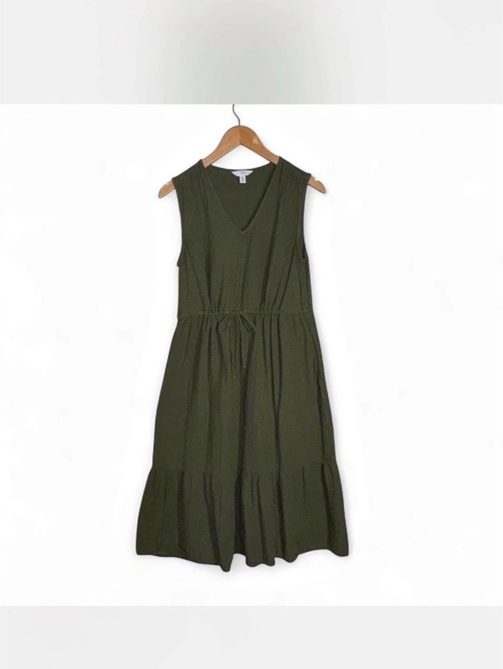 Time and Tru Olive Cotton Midi Dress Size XS Like New